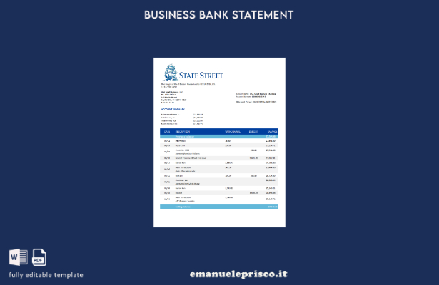 stile verificato Modello di estratto conto bancario dell'organizzazione State St